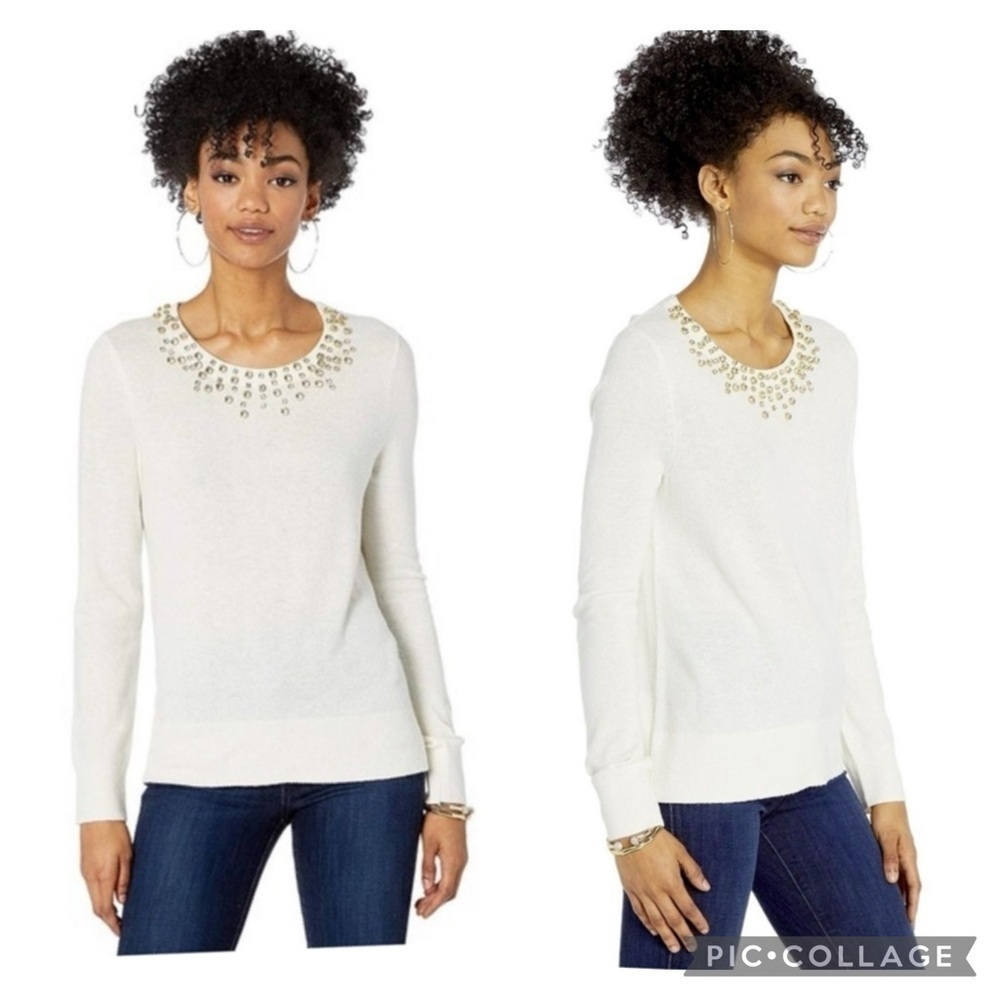 Lilly Pulitzer Odetta Rhinestone Sweater In Ivory Small - Picture 2 of 8